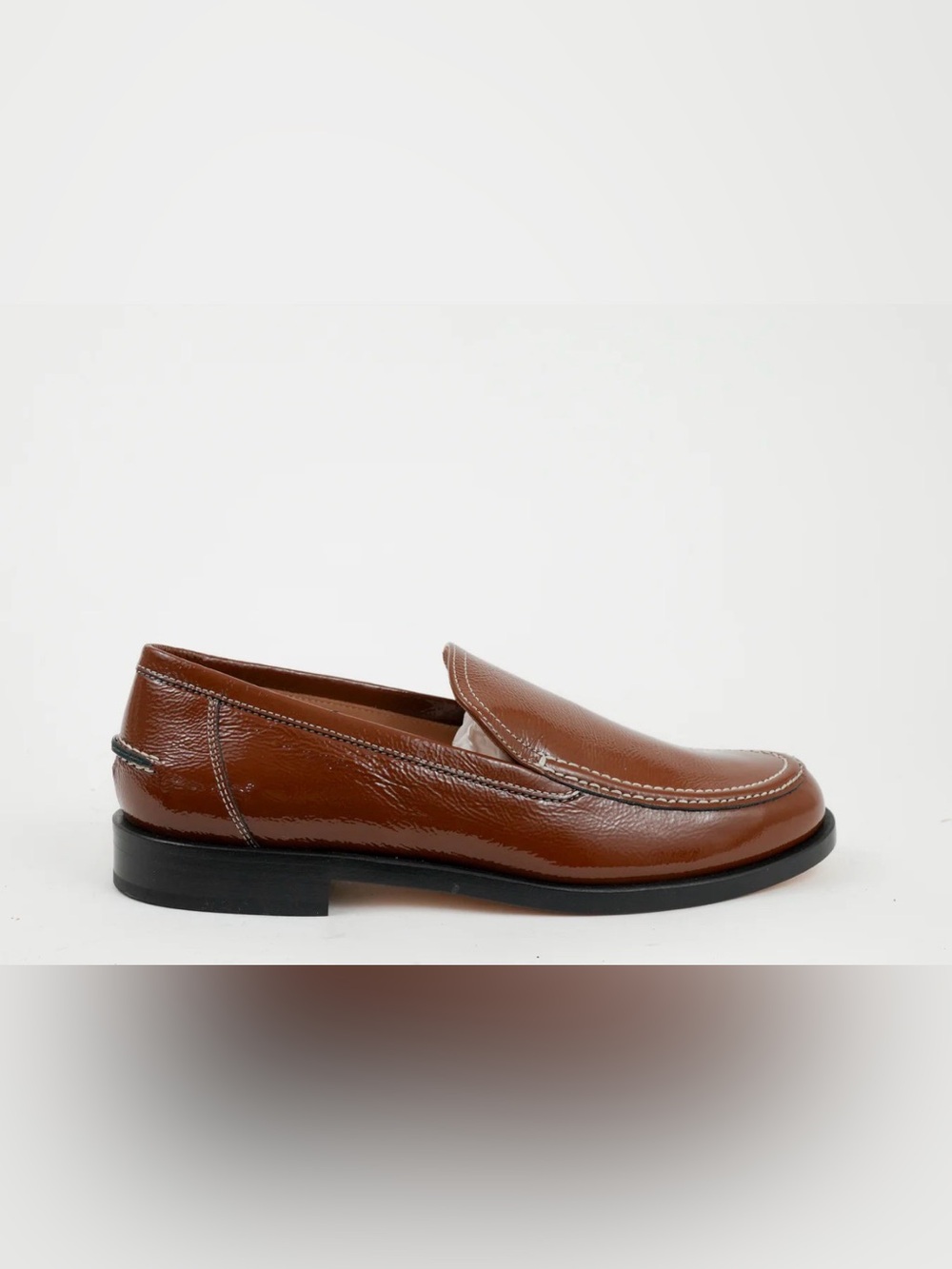Labucq women’s Cognac Brown Leather Slip-On Loafers - Picture 2 of 8